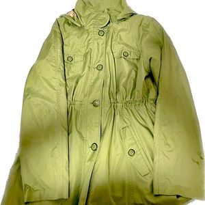 Soft olive floral jacket.